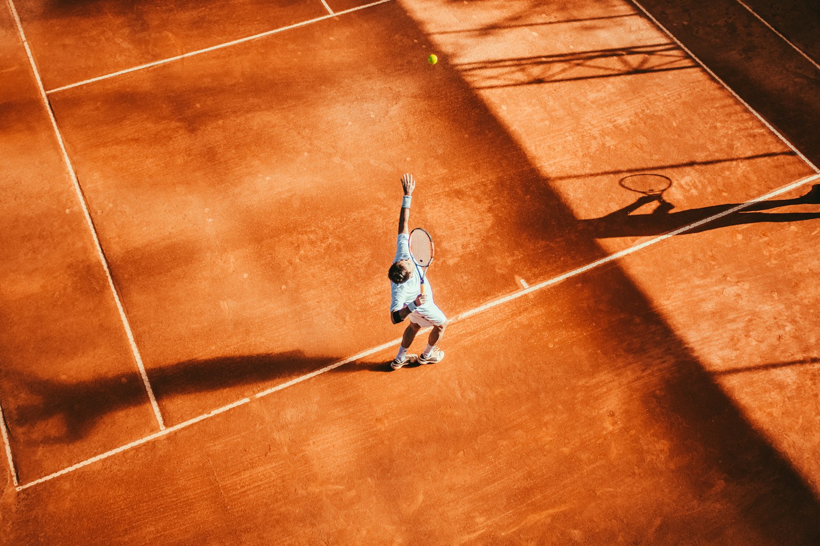 Tennis player serving